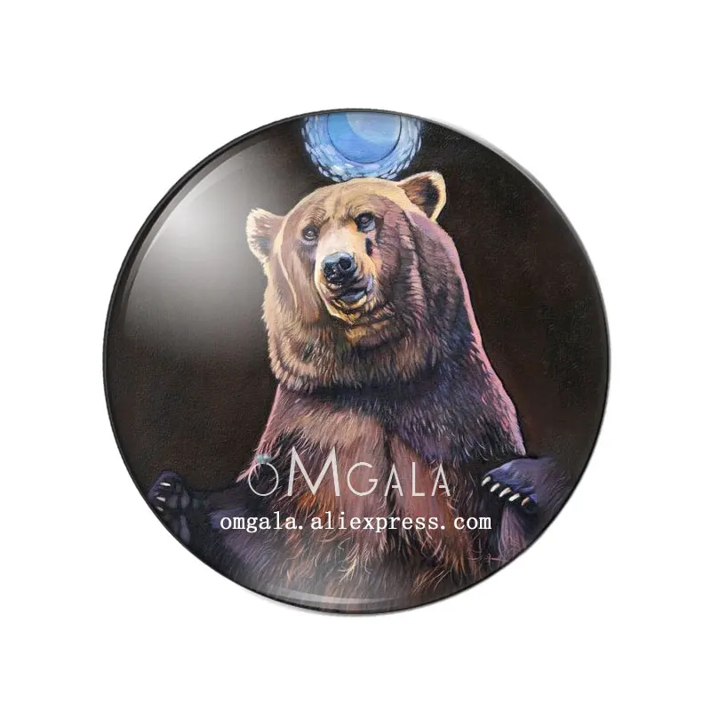 Akwarela niedźwiedź obrazy wzór zwierzęcy 12mm/14mm/18mm/20mm/25mm okrągły szklany kaboszon demo płaski powrót dokonywanie ustaleń — zdjęcie 4