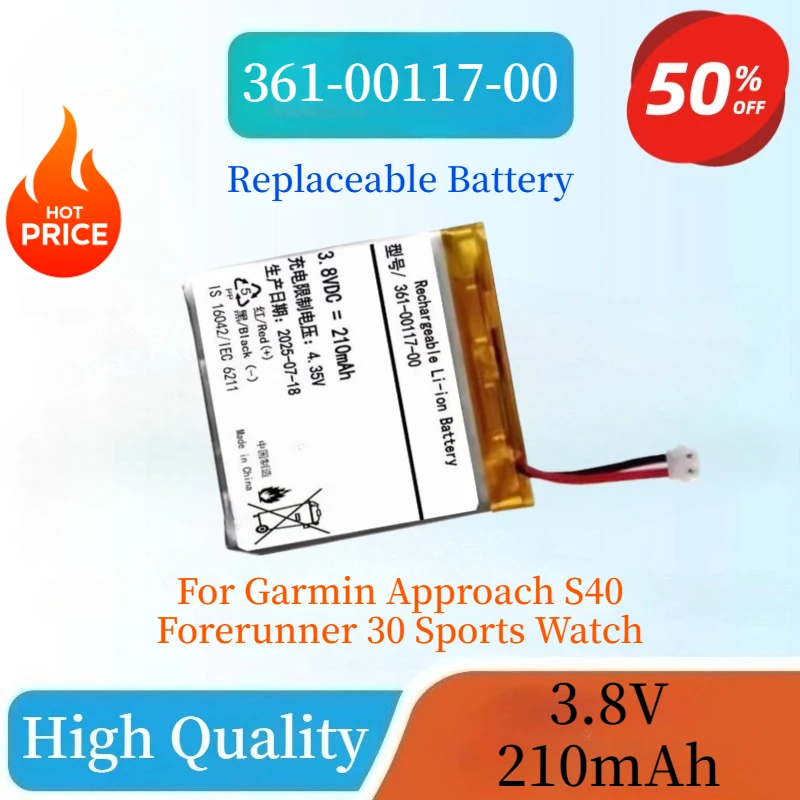 

High Quality 361-00117-00 3.8V 210mAh Replacement Battery For Garmin Approach S40 Forerunner 30 Sports Watch Brand New