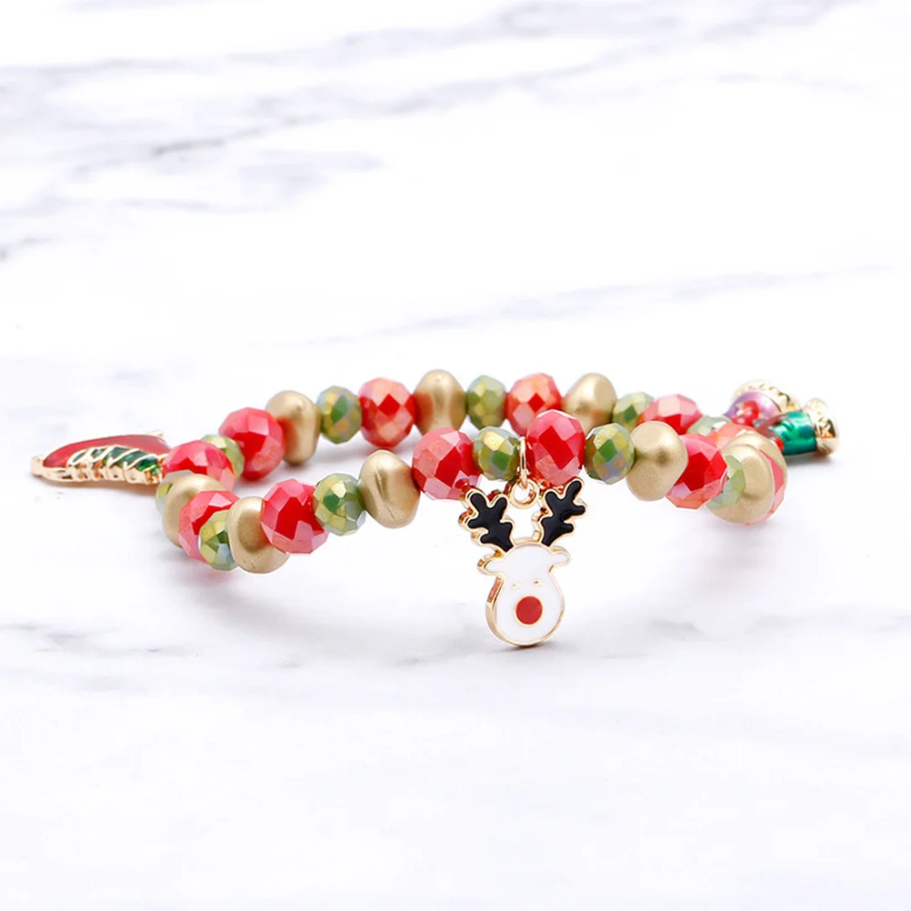 

1Pcs Christmas Bracelet Alloy Colorful Pendant Chic Xmas Bracelet Charm Festive Wrist Chain for Girls Kids Women