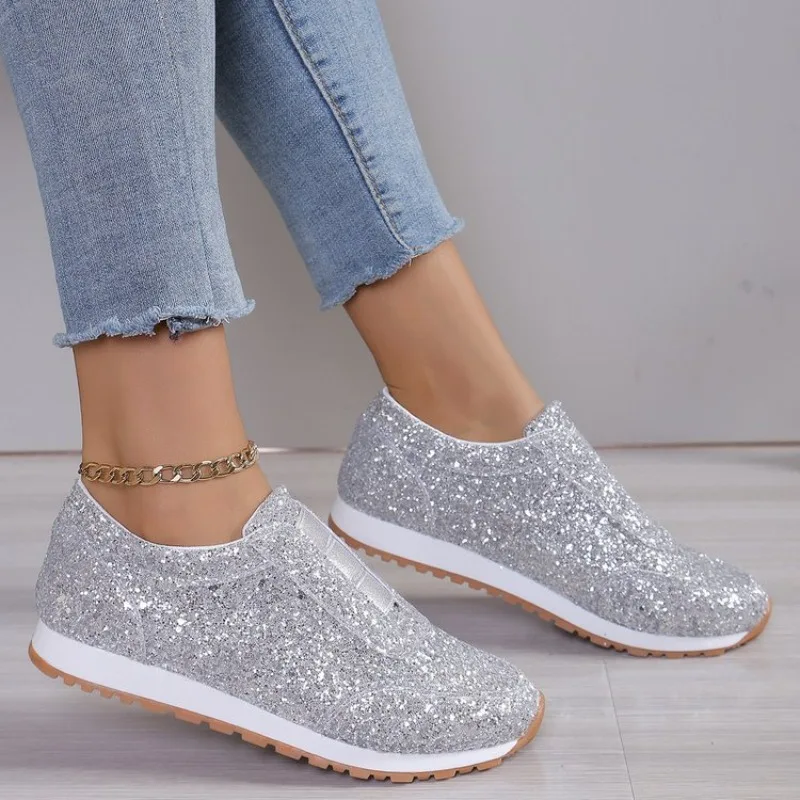 Flats Women Sport Shoes Bling Sneakers Casual Walking Loafers 2024 Summer Designer New Running Luxury Travel Zapatillas Mujer