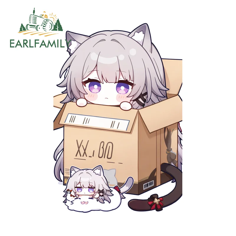EARLFAMILY Herta Chibi Car Stickers and Decals Hot Anime Item Decal Occlusion Scratch Simple Scratch-Proof DIY Car Body Decor