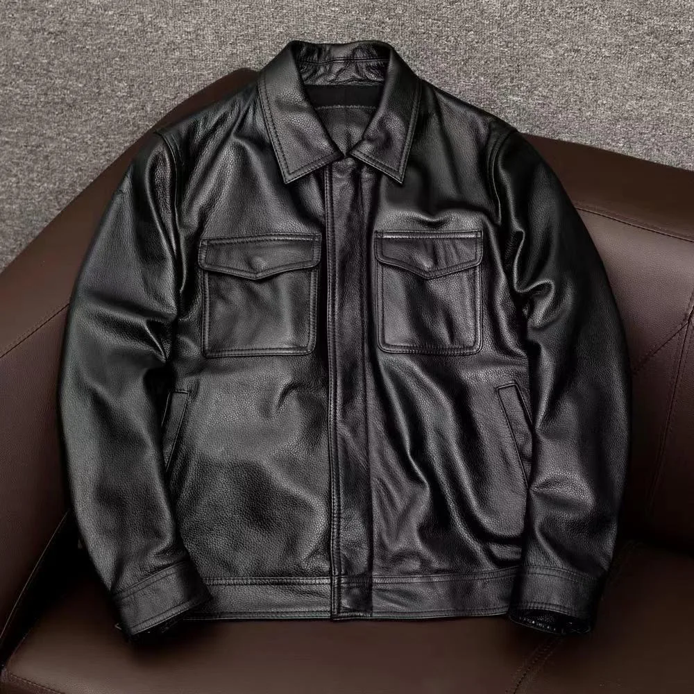 2025 Spring and Autumn New Fashion Trend Motorcycle Wear PU Leather Jacket Men\'s Casual Loose Comfortable Sports Large Size Coat