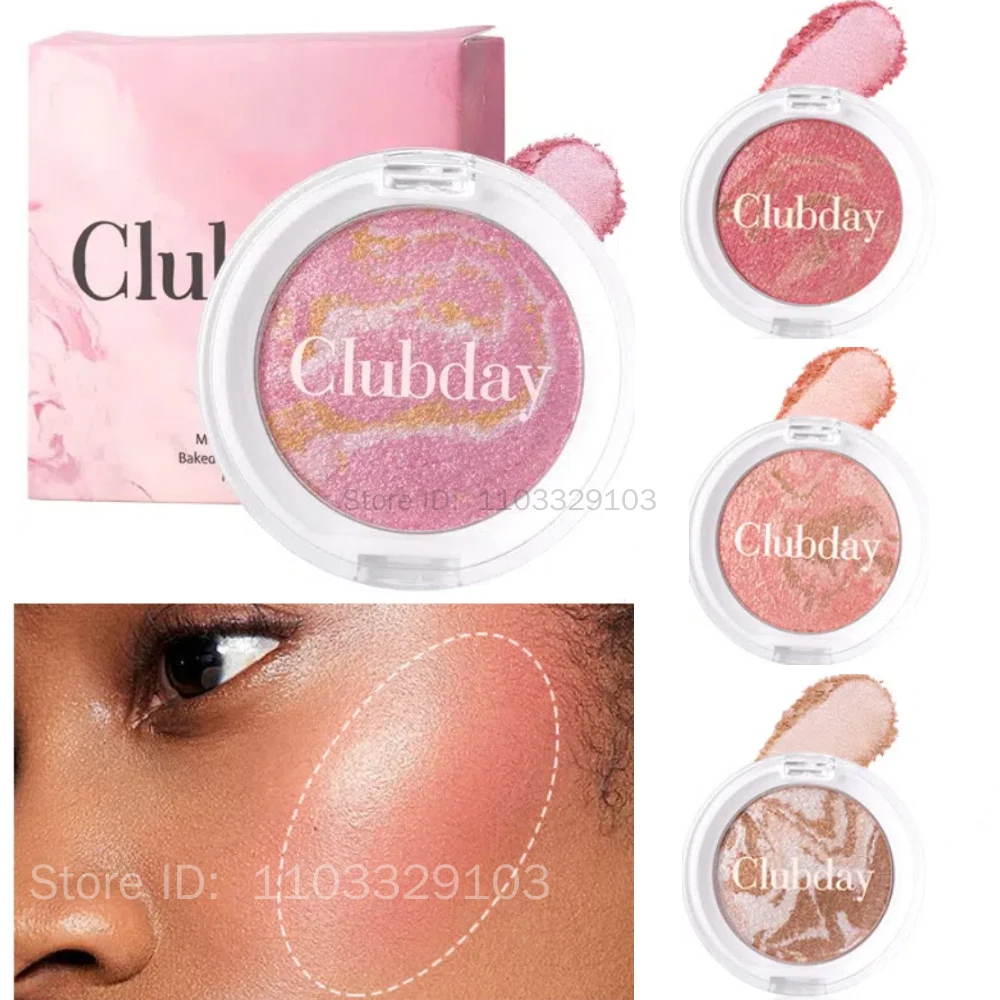 Pearly Blush รูปแบบหินอ่อน Face Baked Brighten Blush Highlight ยาวนาน Natural Highgloss High Pigment Contour แต่งหน้า
