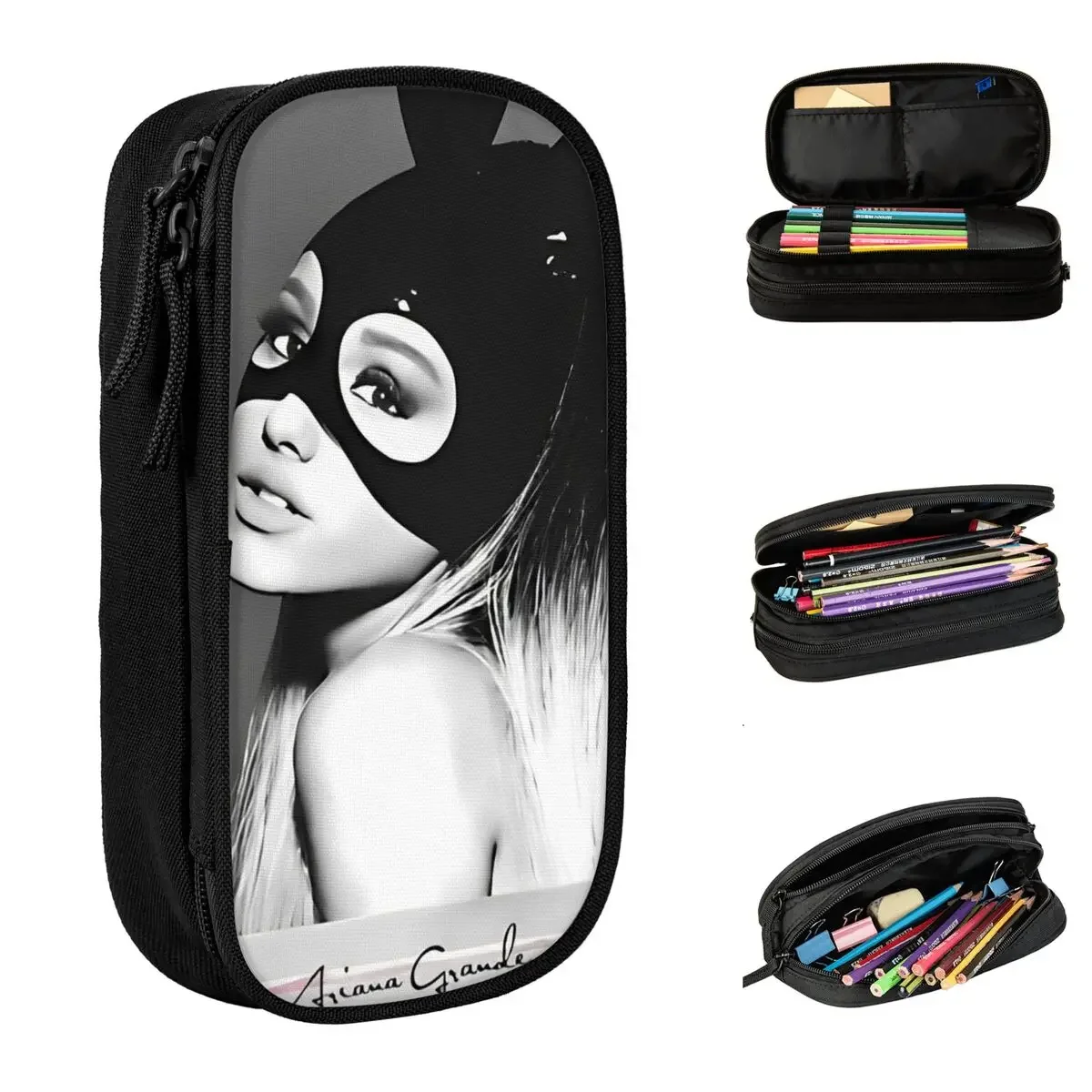 

Vintage Pop Music R&B Pencil Case Lovely Arianas Grandes Pen Bag Student Big Capacity School Supplies Gifts Pencil Pouch