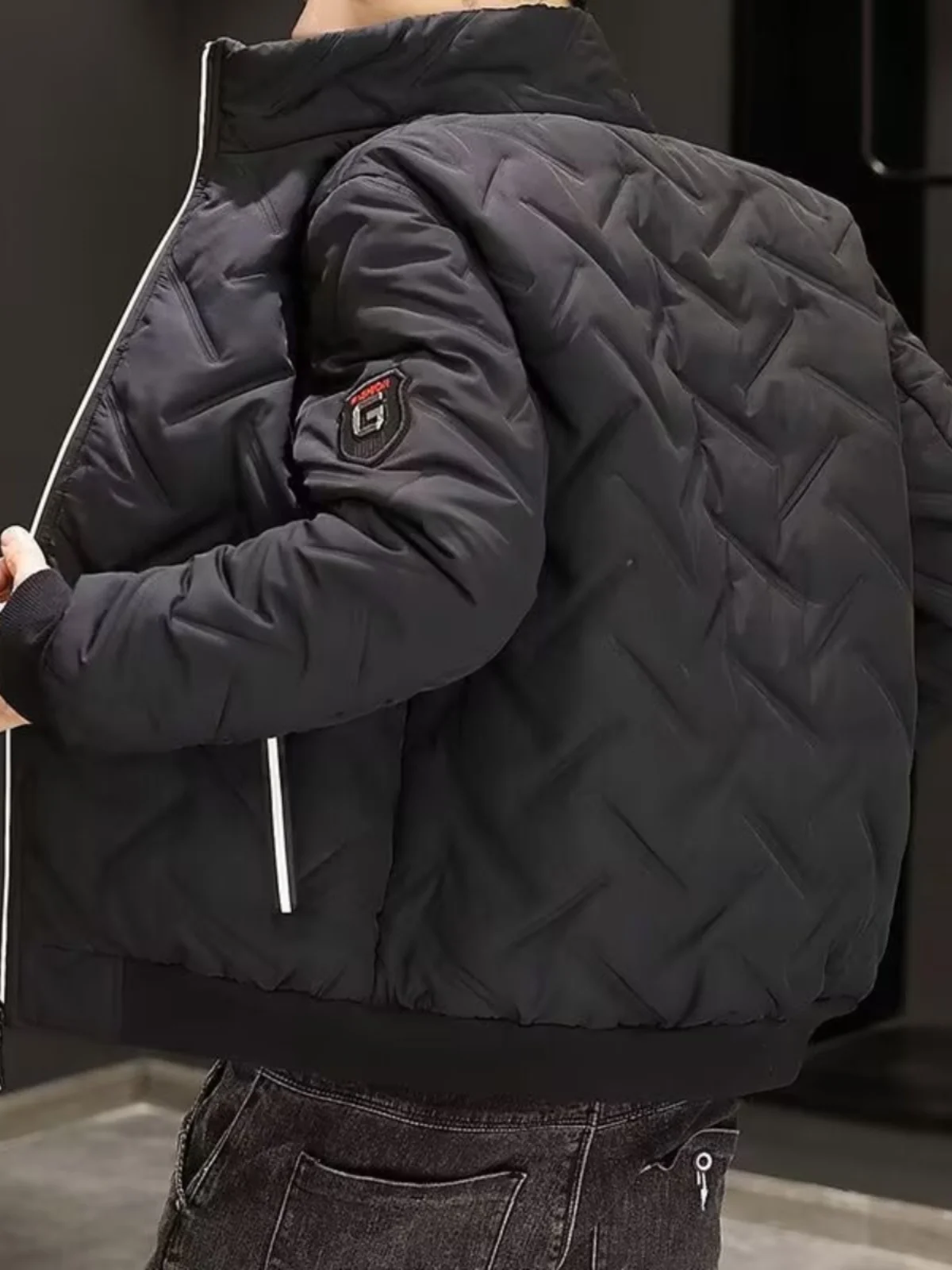 Men's Cotton Jacket Baseball Collar Slim Fit Windproof Warmth Outerwear Fashionable Brand Autumn Winter New Arrival