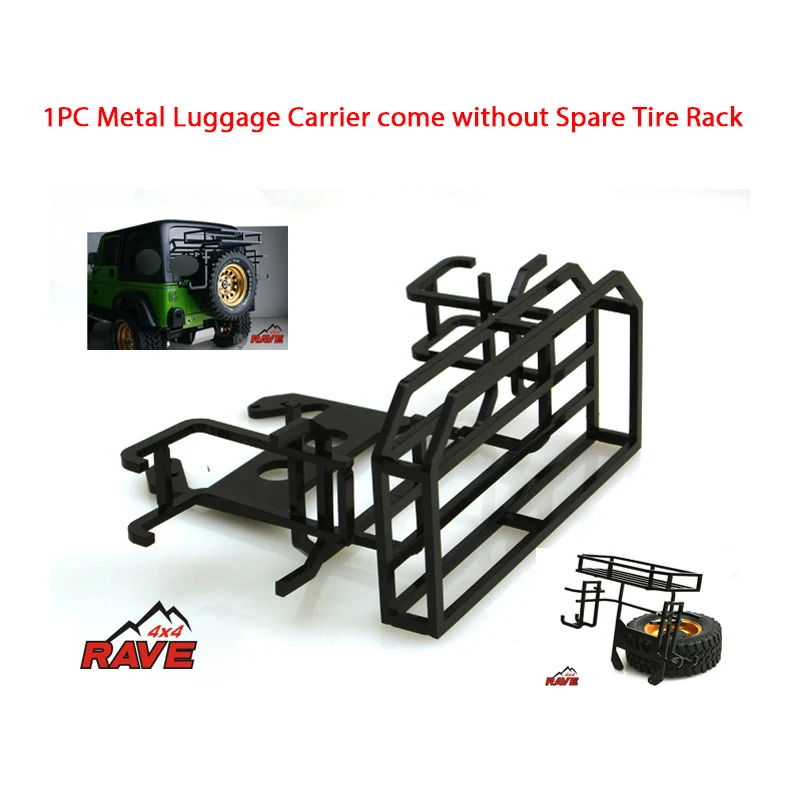 LESU Metal Luggage Carrier Spare Tire Rack for 1/10 D90 Scx10 Rave 4X4 RC Crawler Car Model DIY Car Toy Parts TH17933-SMT3