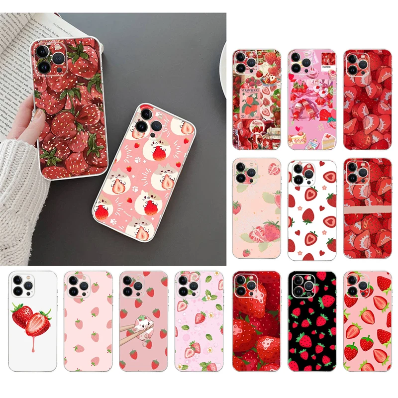 

Kawaii Strawberry Phone Case For iphone 17 Pro Max Air 16 15 14 13 Pro Max 15 16 Pro 15Plus