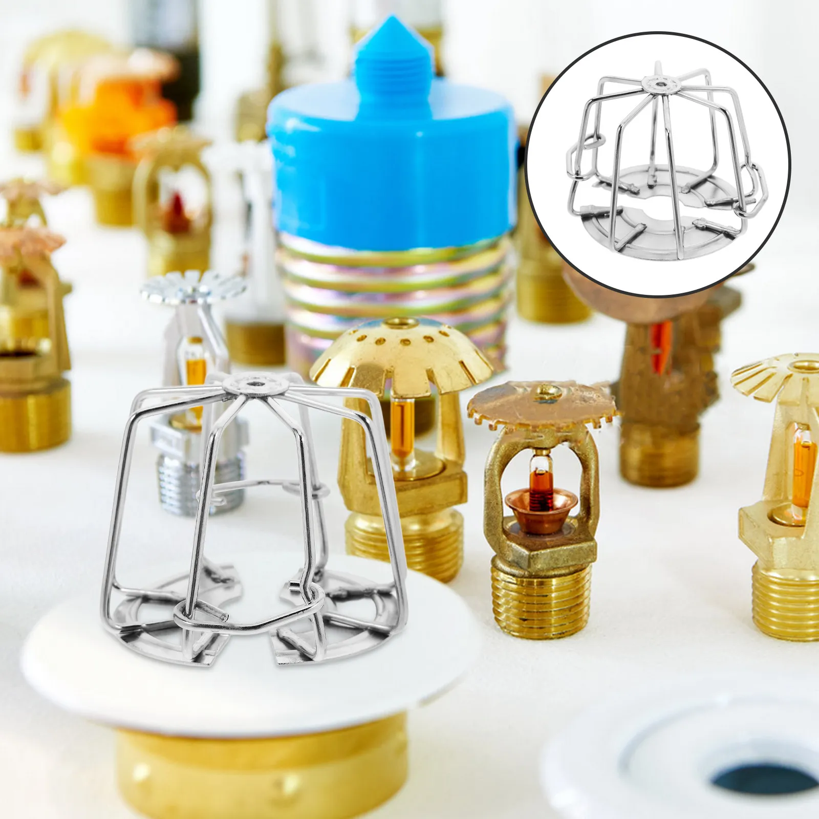 

Fire Sprinkler Head Protector Iron Cover Non-Disassembly Guard for Flush Mount Upright Sidewall Pendent Sprinkler