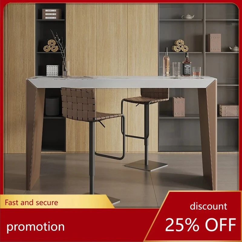 light luxury rock slab bar table simple modern living room saddle leather solid wood bar table household partition