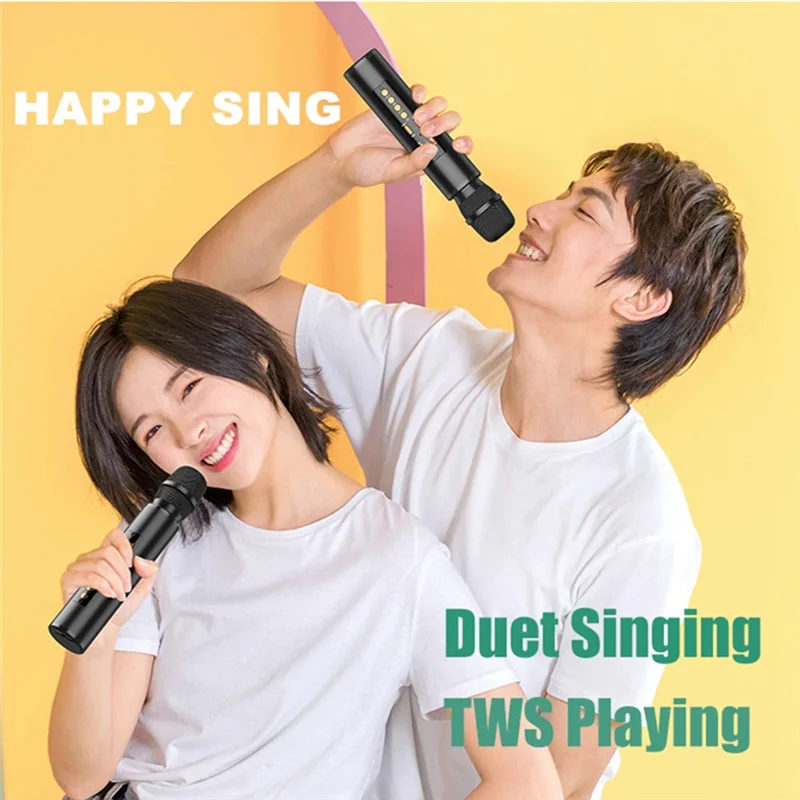 

TWS Wireless Karaoke Microphone With Bluetooth Speaker Home Party Performance Singing Microphone For Kids-Gold Easy To Use-AU47