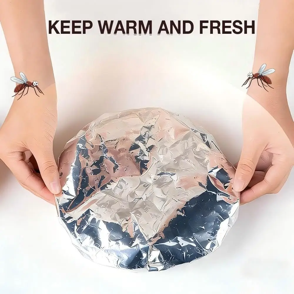 10/20Pcs New Thickened Aluminum Foil Covers Heat Resistant Reusable Food Insulation Covers Elastic Edge Food Covers Universal