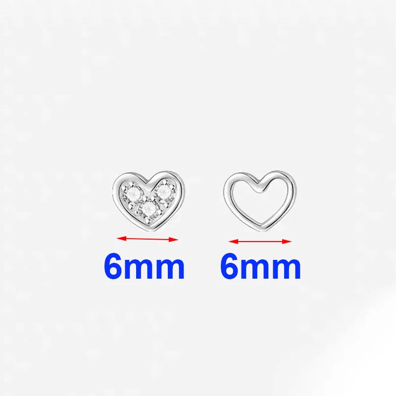 Silver Color Zircon Hollow Heart Mini Stud Earrings For Women Trendy Fine Jewelry Small Niche Luxury Accessories view 2