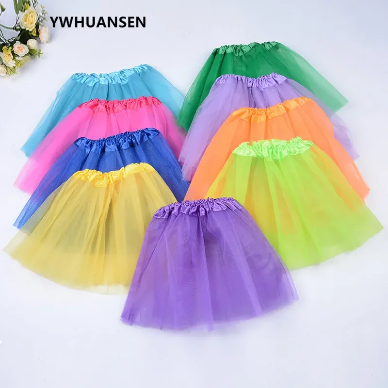 3 Layers Tulle Girl Party Wear Gowns Princess White Tutu Skirt For Kids Dance Summer Short Fluffy Saias Menina Costume