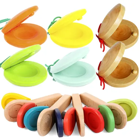 Castanets Children Orff Instruments Wooden Music Toys Kids Entertainment Props Percussion Instrument Rhythm Cultivation TMZ