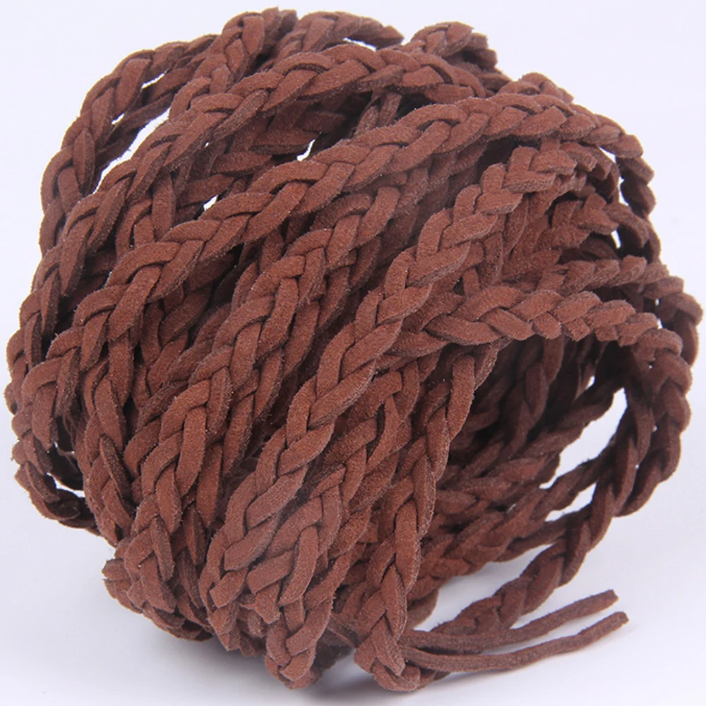 5 Meters Colorful Braided Suede PU Leather 6mm Textured Flat Leather Cord String Rope For DIY Necklace Bracelet  jewelry Making
