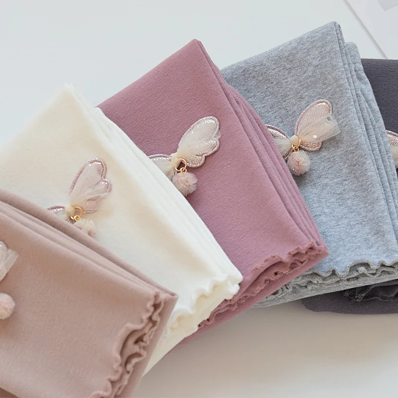 2026 New Spring Collection Pure Cotton Children Leggings Breathable Thin Stylish Daily Outer Long Trousers For Baby Girls