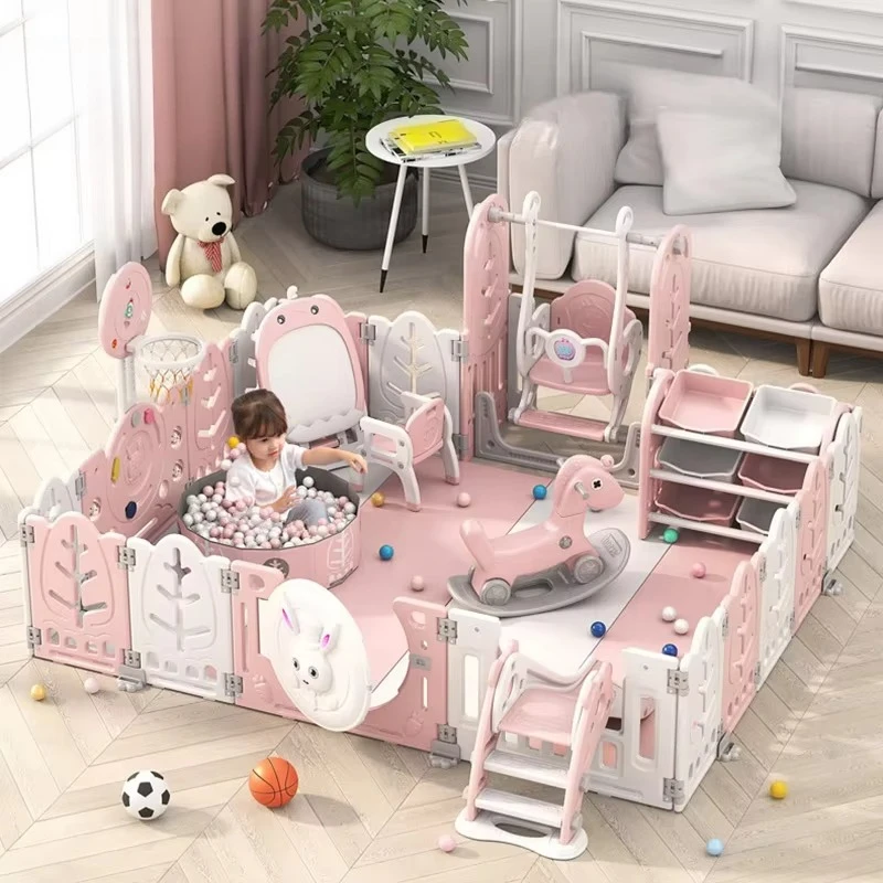 Children's Indoor Foldable Protective Playpen Environmentally Friendly Plastic Play Fence for Safety & Play in School & Bedroom