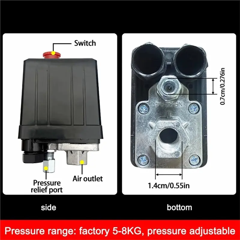 AA19 Power Tool Parts Air Pressure Gauges Air Compressor Single Hole Pressure Switch Pump Bracket Assembly Manifold Regulator