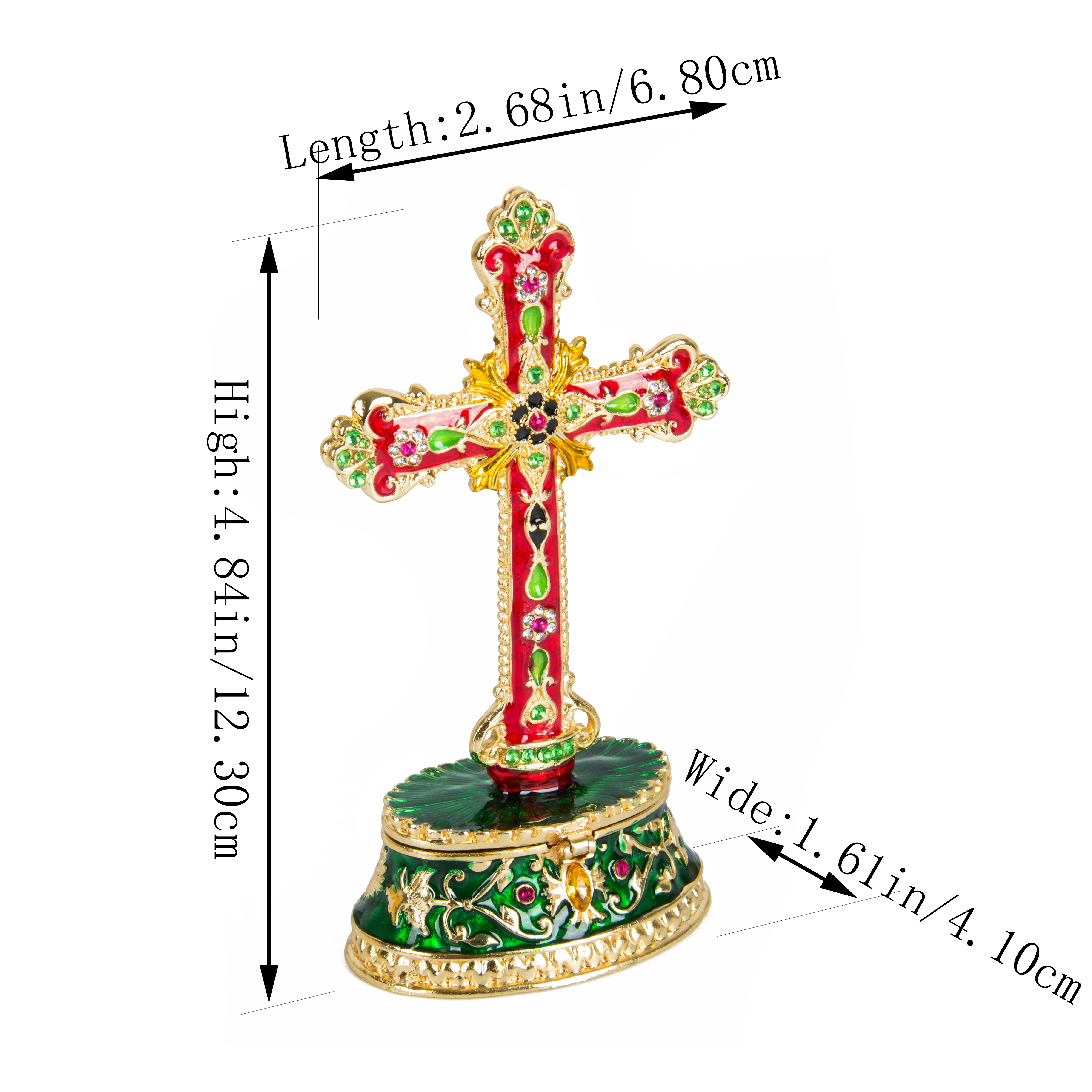 Qifu Colourful Metal Cross Shape Jewelry Box