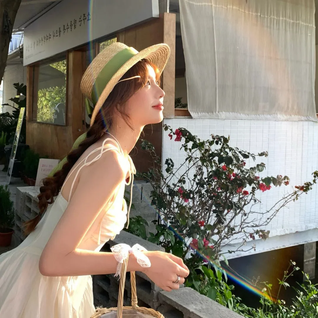 French Style Sun Hats For Women Bowknot Summer Hat Wide Brim Boater Straw Hat Canotier Hat Ribbon Church Derby Summer Fedoras