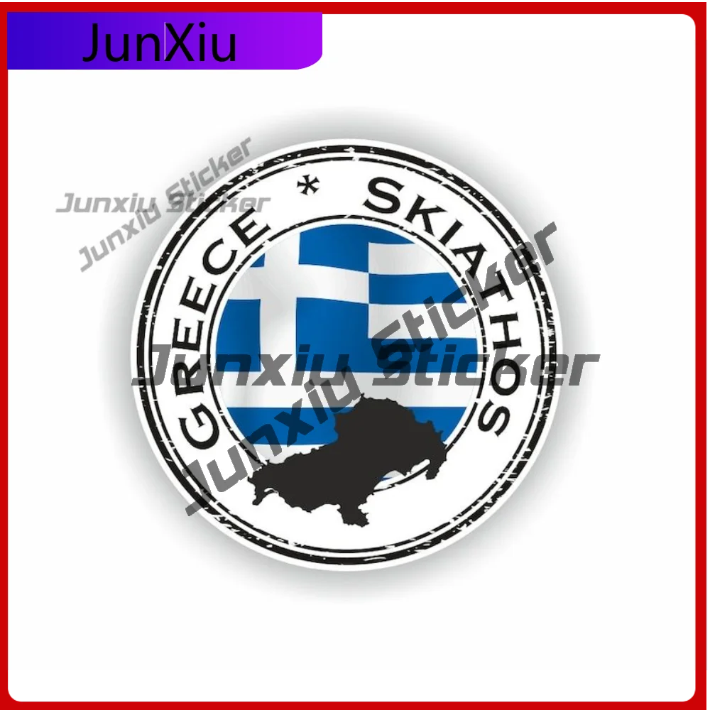 

Greece Skiathos Island Seal Sticker Round Durable Vehicle Sticker For SUV Truck Sun Protection Decoration Auto Accessories