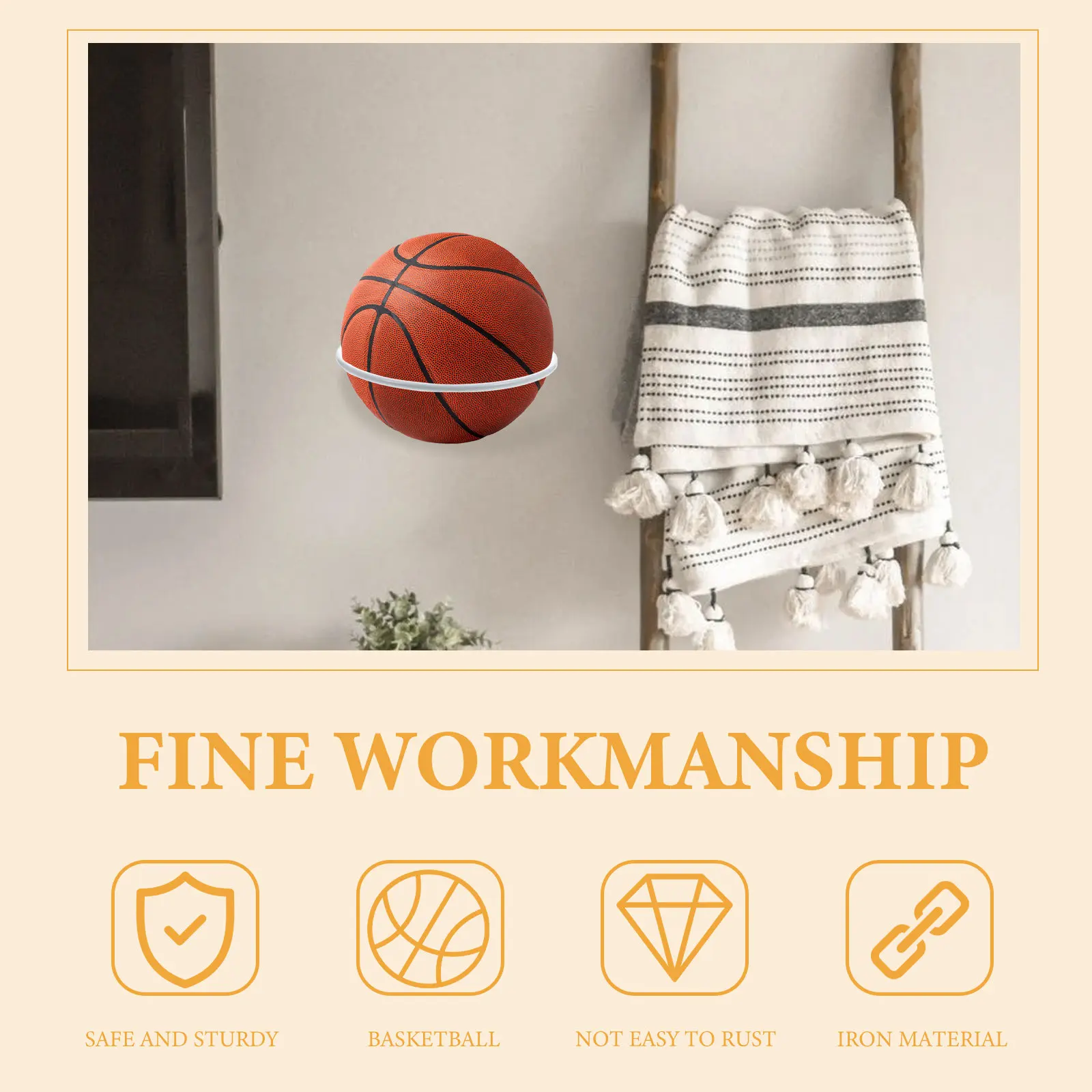 2Pcs Sturdy Iron Basketball Holder Ball Display Rack for Gym Home Use Easy Installation Heavy Load Bearing Multi