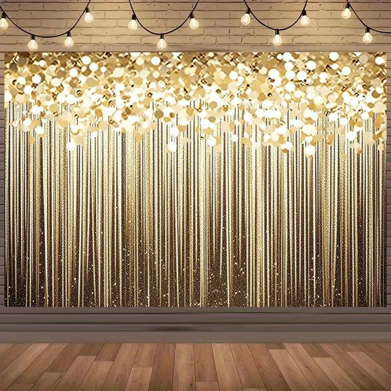 قطعة واحدة من خلفية الحفلات المزخرفة بالخرز الذهبي الأنيق - عيد الميلاد، التأكيد، المناولة الأولى - ديكور الحفلات #1