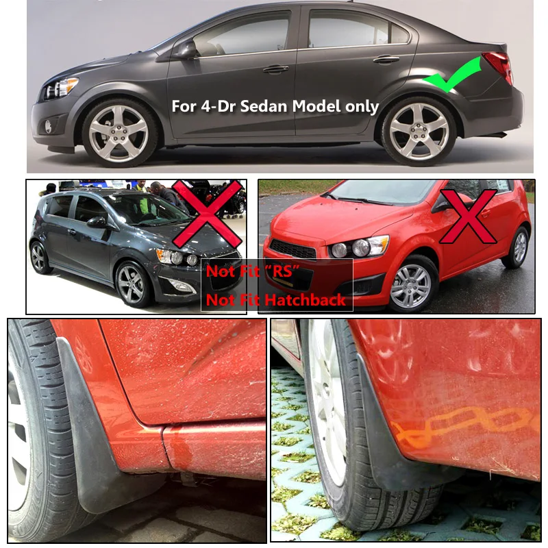 Formowane chlapacze do Chevrolet Aveo Sonic Holden Barina Sedan Sedan Sedan 2012 2013 2014 2015 2016 Chlapacze Chlapacze Błotniki — zdjęcie 5