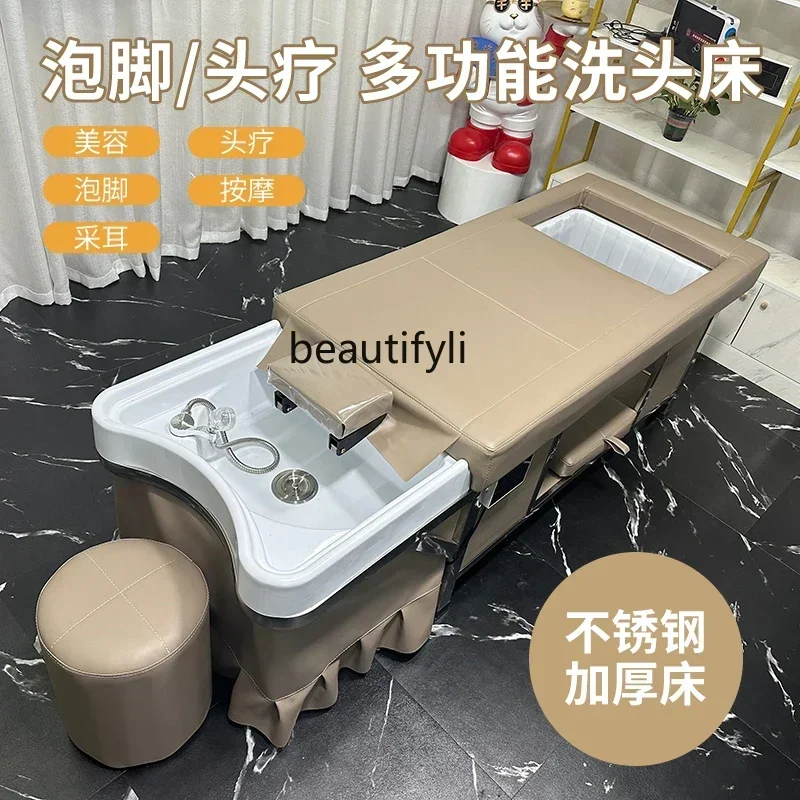 Beauty Salon Does Not Need to Connect to the Downcomer Water Storage Shampoo Chair Comes with Water Heater Head Treatment