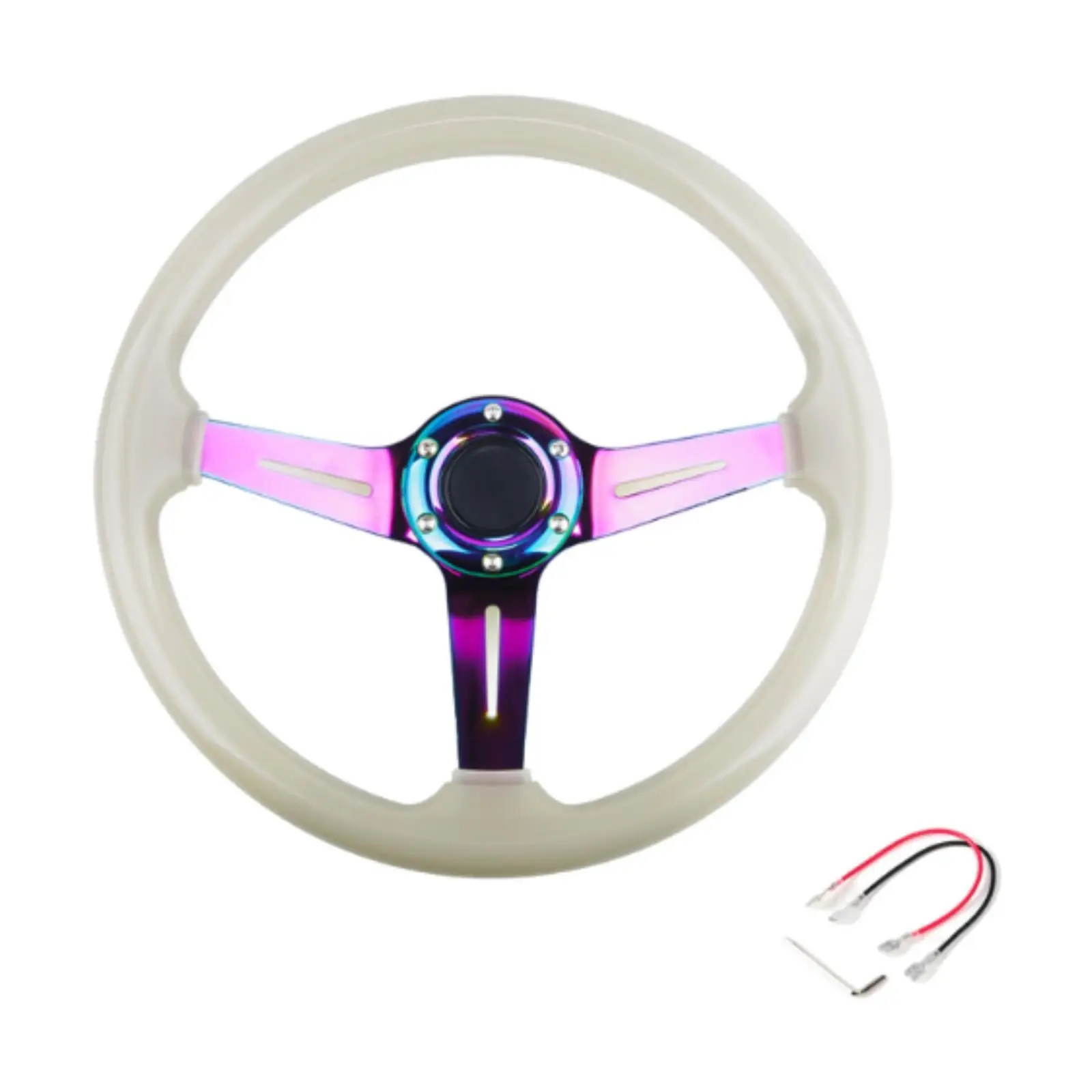 

Generic 34cm Race Steering Wheel Luminous Effect Lightweight Repair Parts Sturdy Stylish Auto Modified Accessory Acrylic Frame