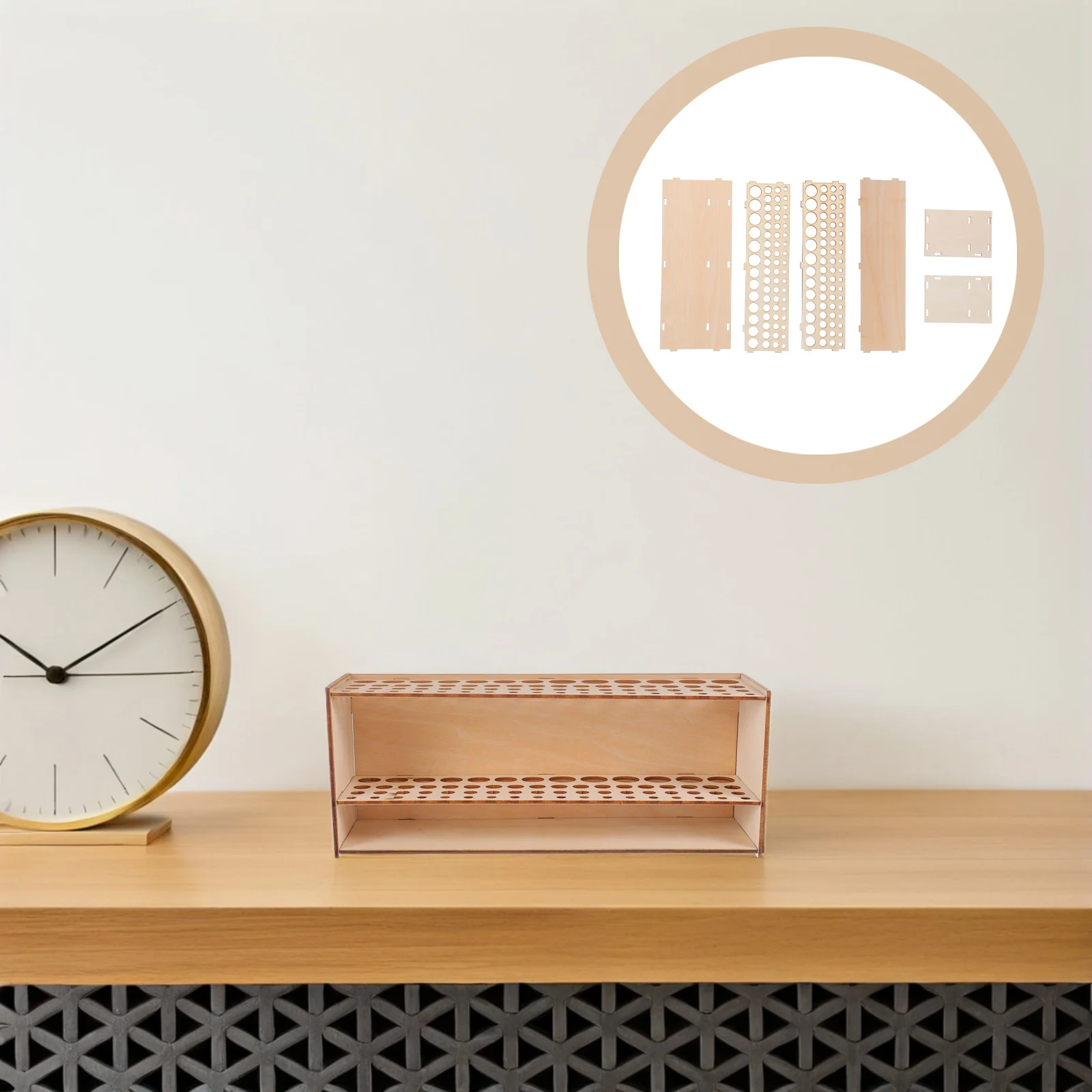 

NOLITOY Dual Function Marker Paint Brush Holder Wall Mountable Wooden Desk Organizer for Kids Artists