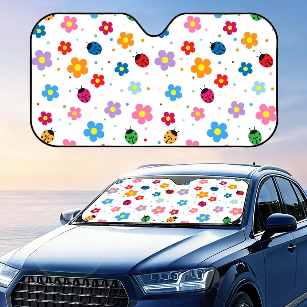 

Солнцезащитный козырек для автомобиля в виде милой божьей коровки, защита от УФ-излучения, из алюминиевой фольги, отражающая теплоизоляция, многоразовая