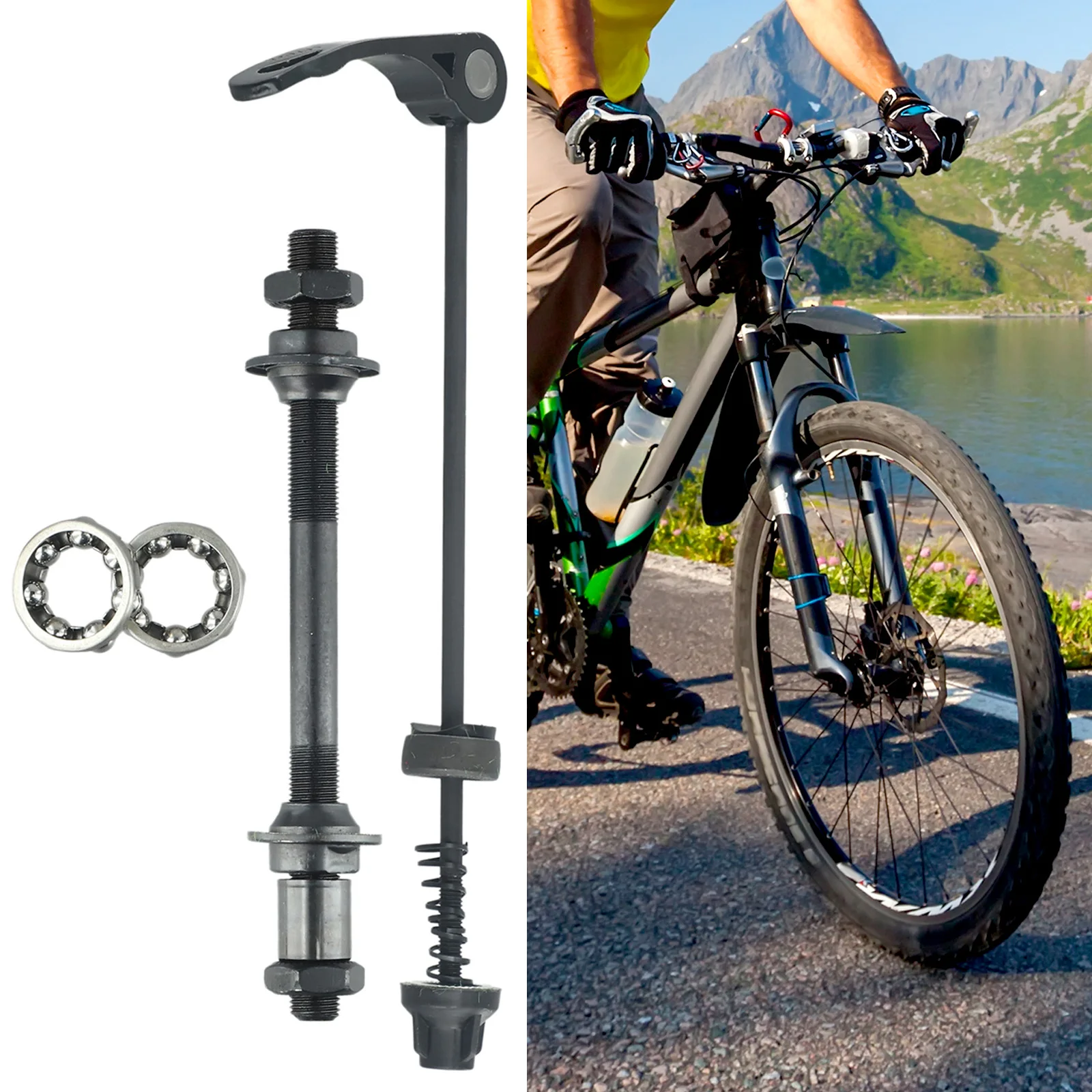 1 Set MTB Bike Axle Front Rear Quick Release Skewers Tools With 25mm 1/4 Hub Bearings For 6/7/8 Speed Bicycle Parts