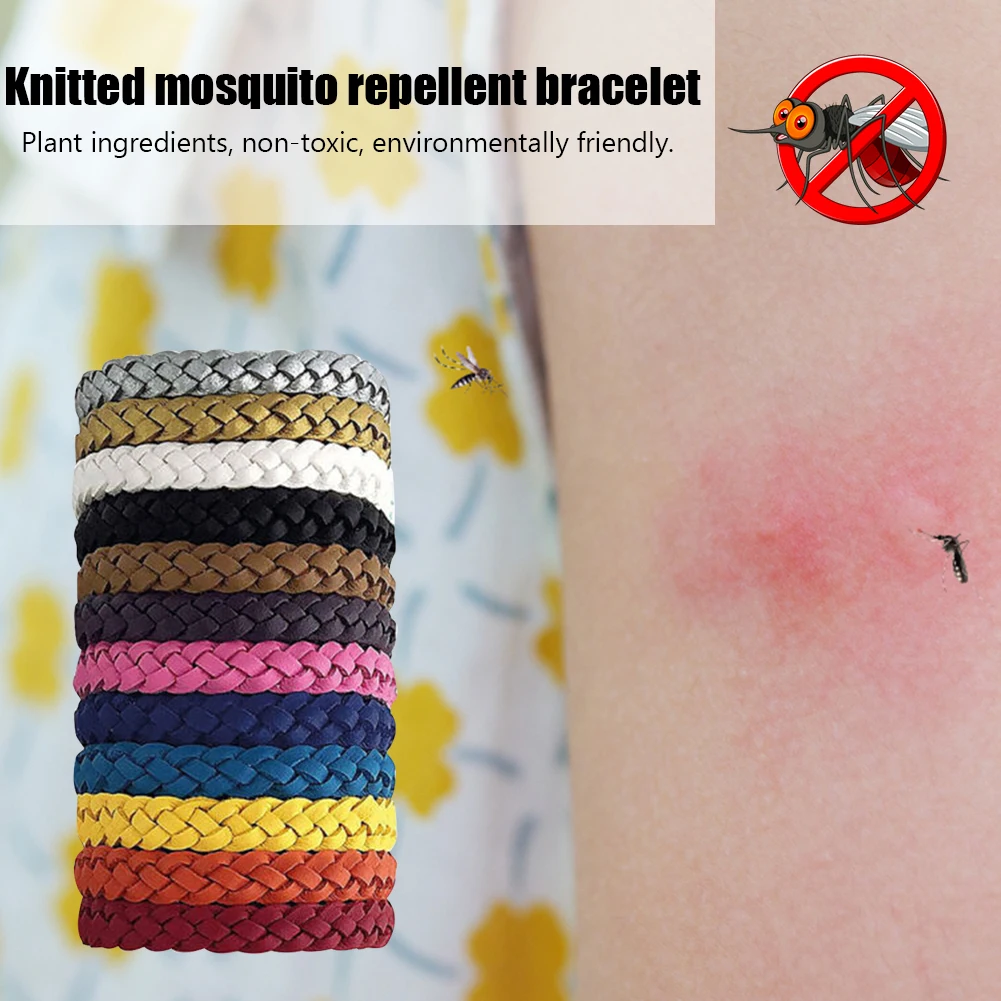 12 pièces Bracelet anti-moustiques Portable extérieur Anti insectes Bracelet réutilisable sûr bracelets pour sport voyage Camping