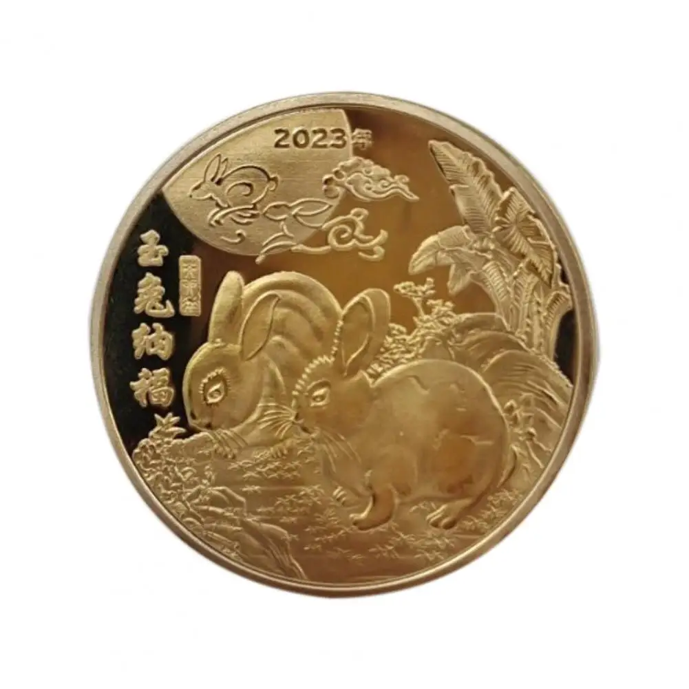 Microscopic Carving Exquisite Round Commemorative Coines 2023 Chinese Zodiac Rabbit Souvenir Coins for Collectors