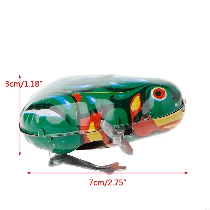 Metal clockwork jumping frog rooster mouse clockwork toy children fun game retro
