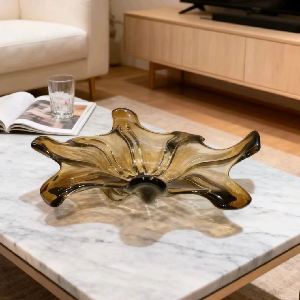 

Modern simple special-shaped glazed fruit plate light luxury living room coffee table model room decorative utensils hotel high-