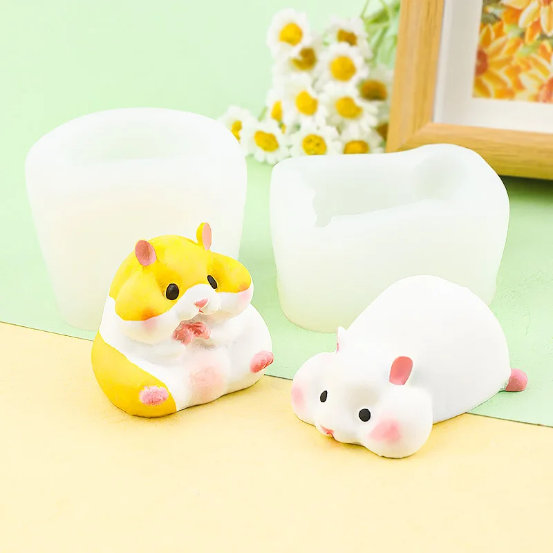 Little Hamster Pinch Silicone Mold Cartoon Plaster Jelly Pudding Soap Baking Mold Cake Decoration Baking Accessories