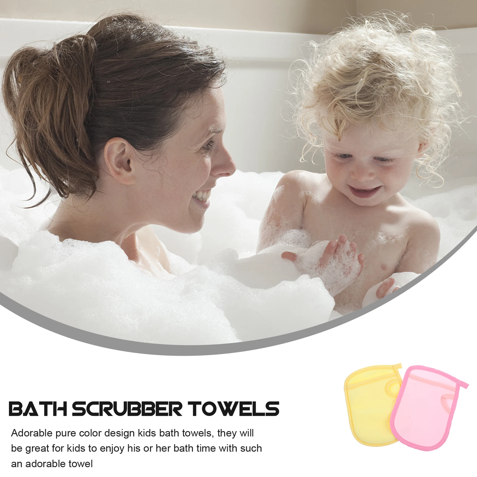 

2pcs Shower Bathing Towels Cartoon Baby Scrub Gloves PVA Sponge Kids Tools Yellow Pink Comfortable Body Cleaning