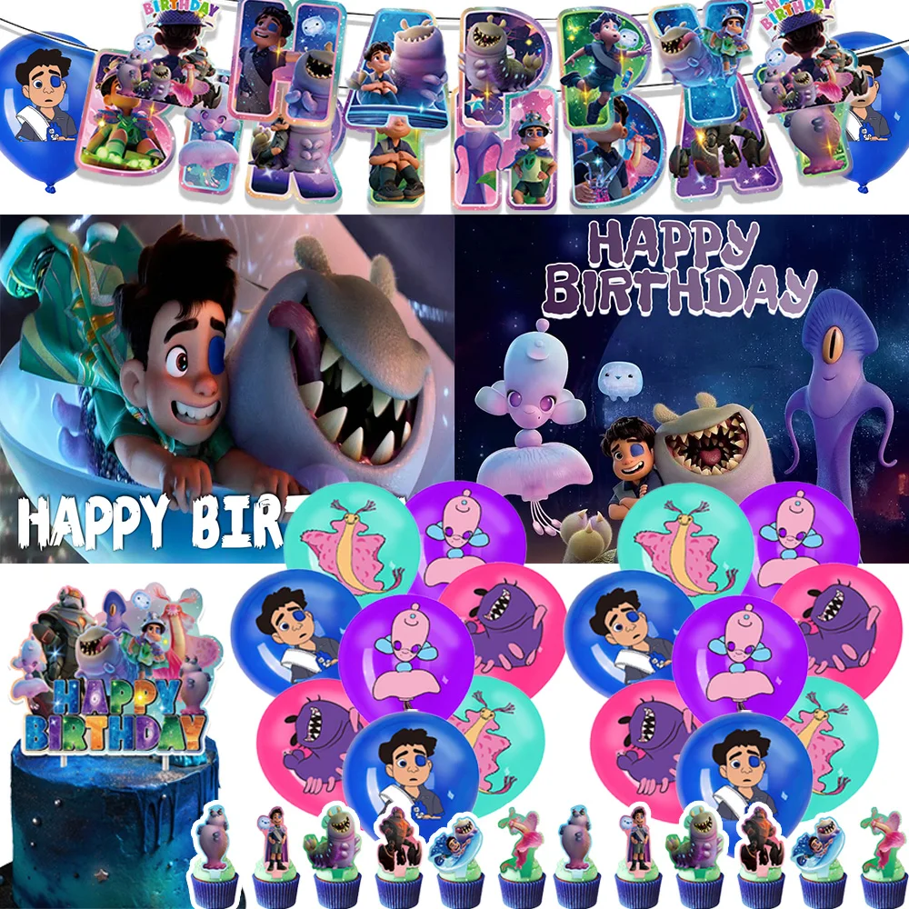 

Disney Elio Theme Birthday Party Supplies Decor Cartoon Movie Balloon Space Exploration Backdrops Cake Topper Banner Child Gifts