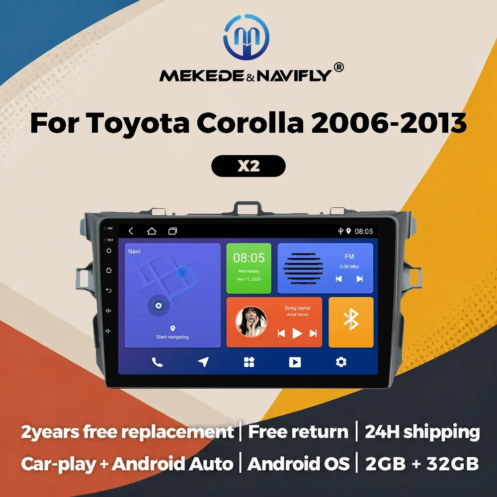 Wireless Carplay Android Auto Car Radio For Toyota Corolla E140/150 2006 - 2013 Multimedia Player intelligent system Head Unit