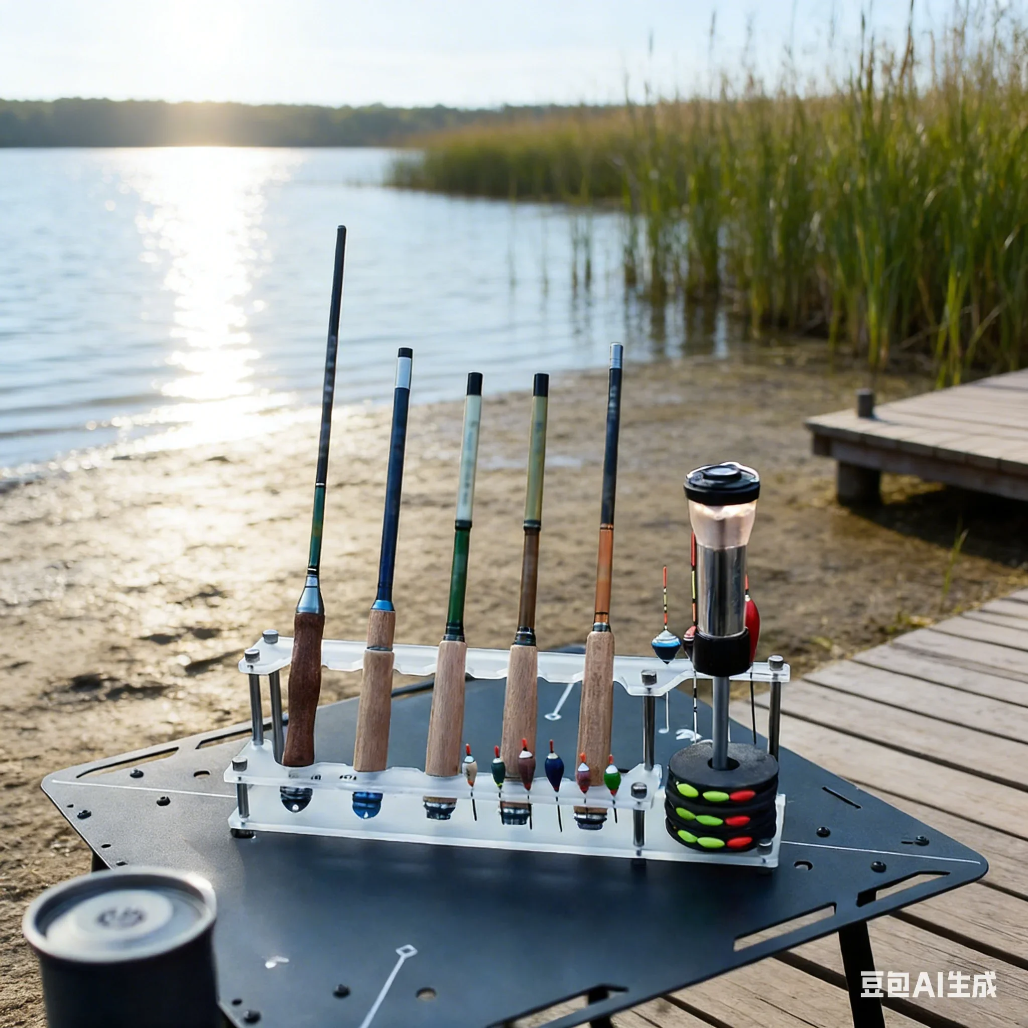 

Fishing Gear Display Rack 5 Hole Acrylic Double-layer Pen Holder Organizer Holder Lamp Storage Bracket Fishing Tools