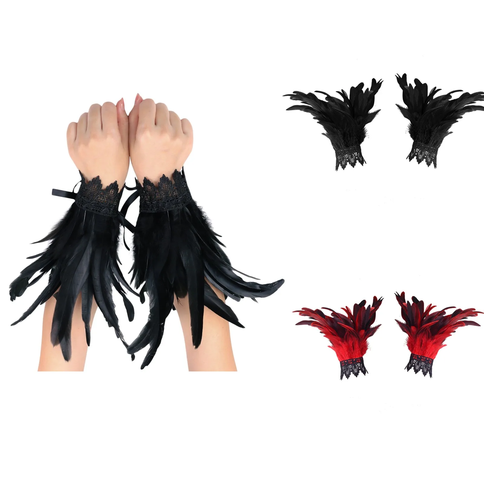 Women Feather Cuffs Fur Soft Feather Wrist Cuffs Women Feather Bracelet Fur Cuff Accessories Festival Show Dance