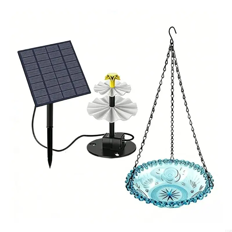 1set Solar-powered Multi-layer Direct-drive Fountain 4W Onocrystalline Split-type Fountain W/Split Oxygenator For Birds Ponds