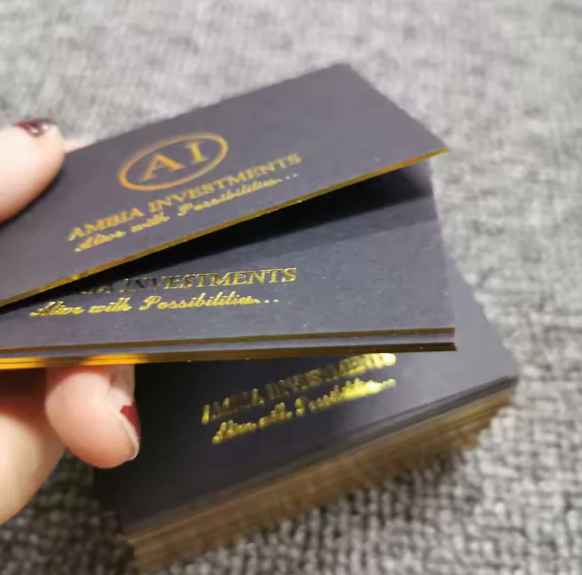 

Customized high-quality 600g cotton paper business card gold foil logo printing thick paper gift business card