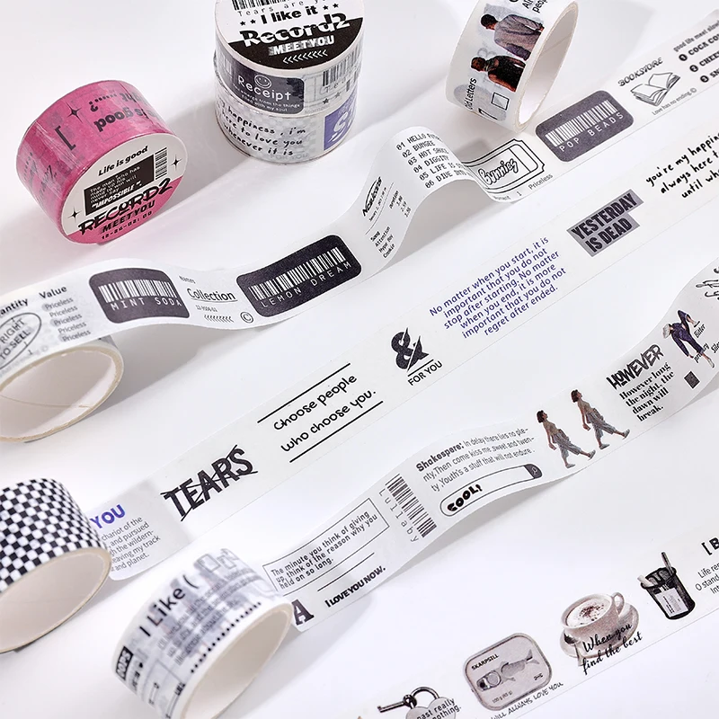 1Pc Dimensional Record Washi Tape Decoration Collage DIY Scrapbooking Diary Album Journal Korean Masking Tapes Stationery