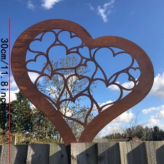 Country Metal Heart-Shaped Garden Sign- Iron Heart Outline, Outdoor Yard Art, Perfect for Farmhouse Decoration, Christmas, Easte