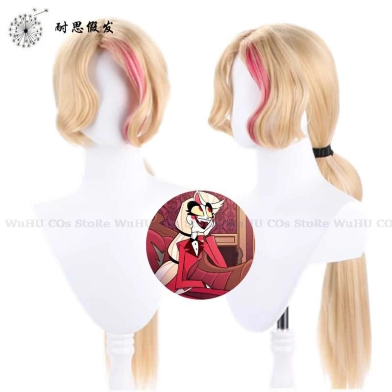 

NinoNiko/ХОзбин Чарли Морнингстар Косплей Парик Чарли Cos Hotel Fantasia 100 СМ Парик Женщины Мужчины Хэллоуин Парик для ролевых игр