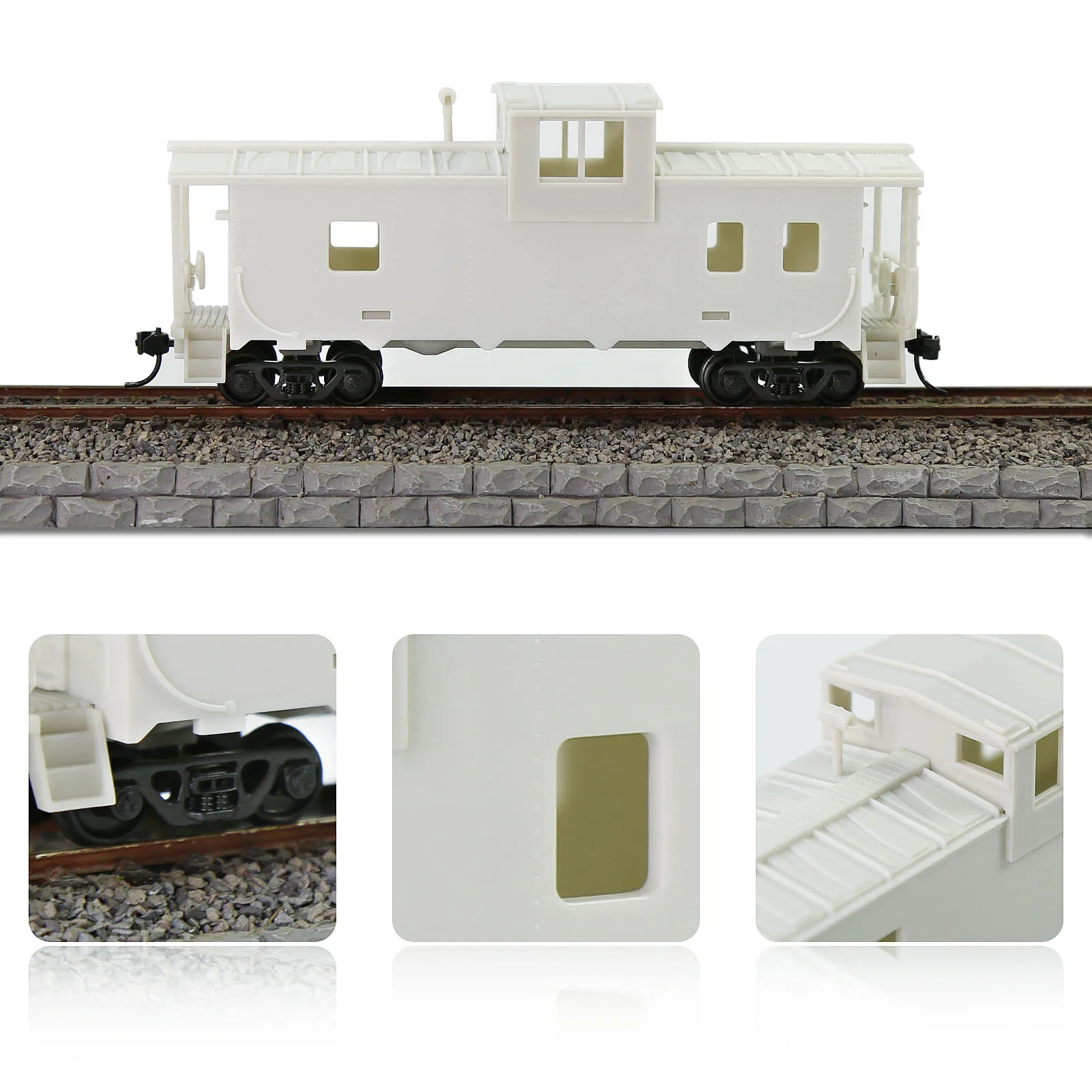 Evemodel 1pc HO Scale 1:87 36\' Wide Vision Caboose Unassembled Blank Model Wagon C8763JJ