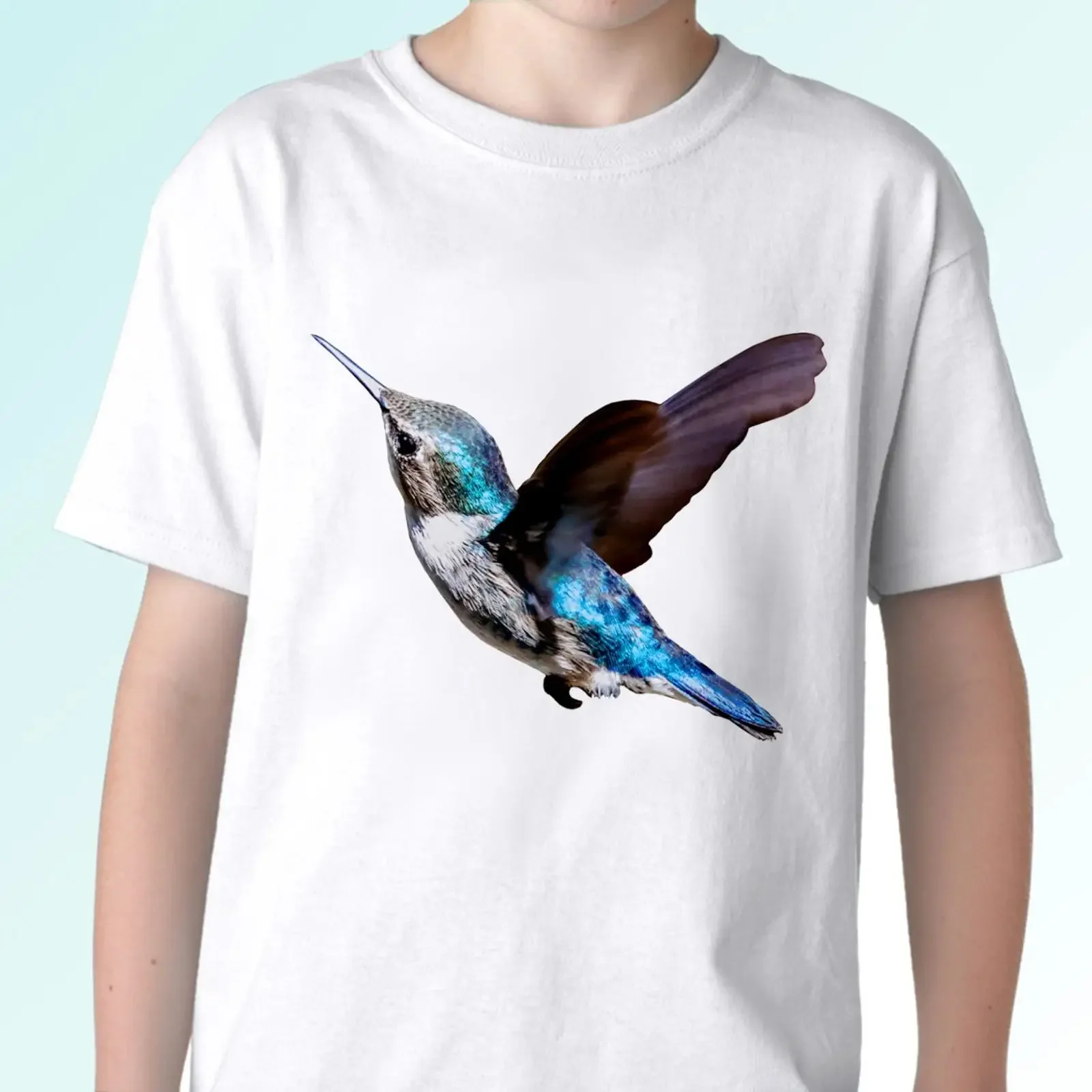 Camiseta Kolibri Blanca con Diseño de Aves, Estilo Vintage Lavado, para Uso Diario, Unisex, para Hombres, Mujeres, Niños y Bebés